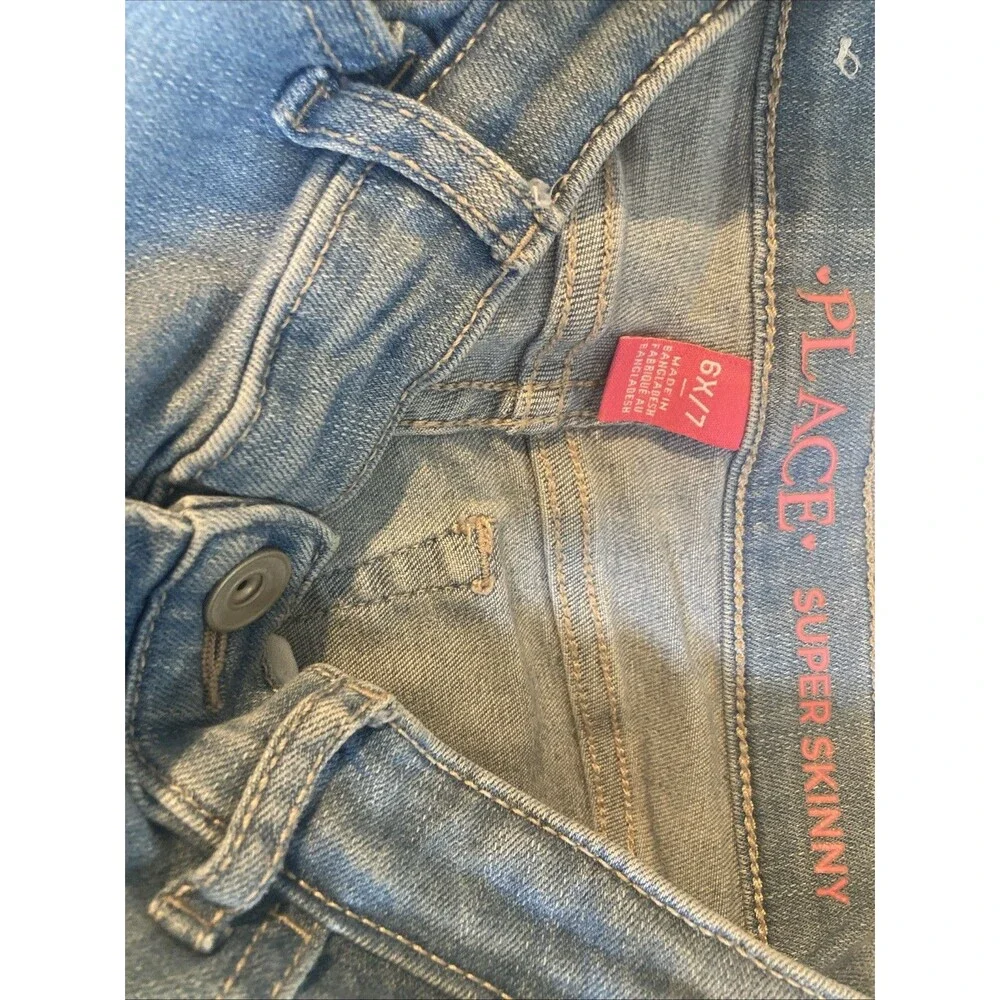 Girls' 6x/7 Children's Place Jeans, Sequin Heart, Super Skinny, GUC